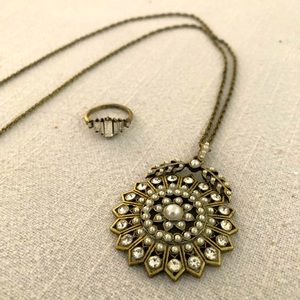 Chloe and Isabel Starburst Necklace and Baguette Ring BUNDLE